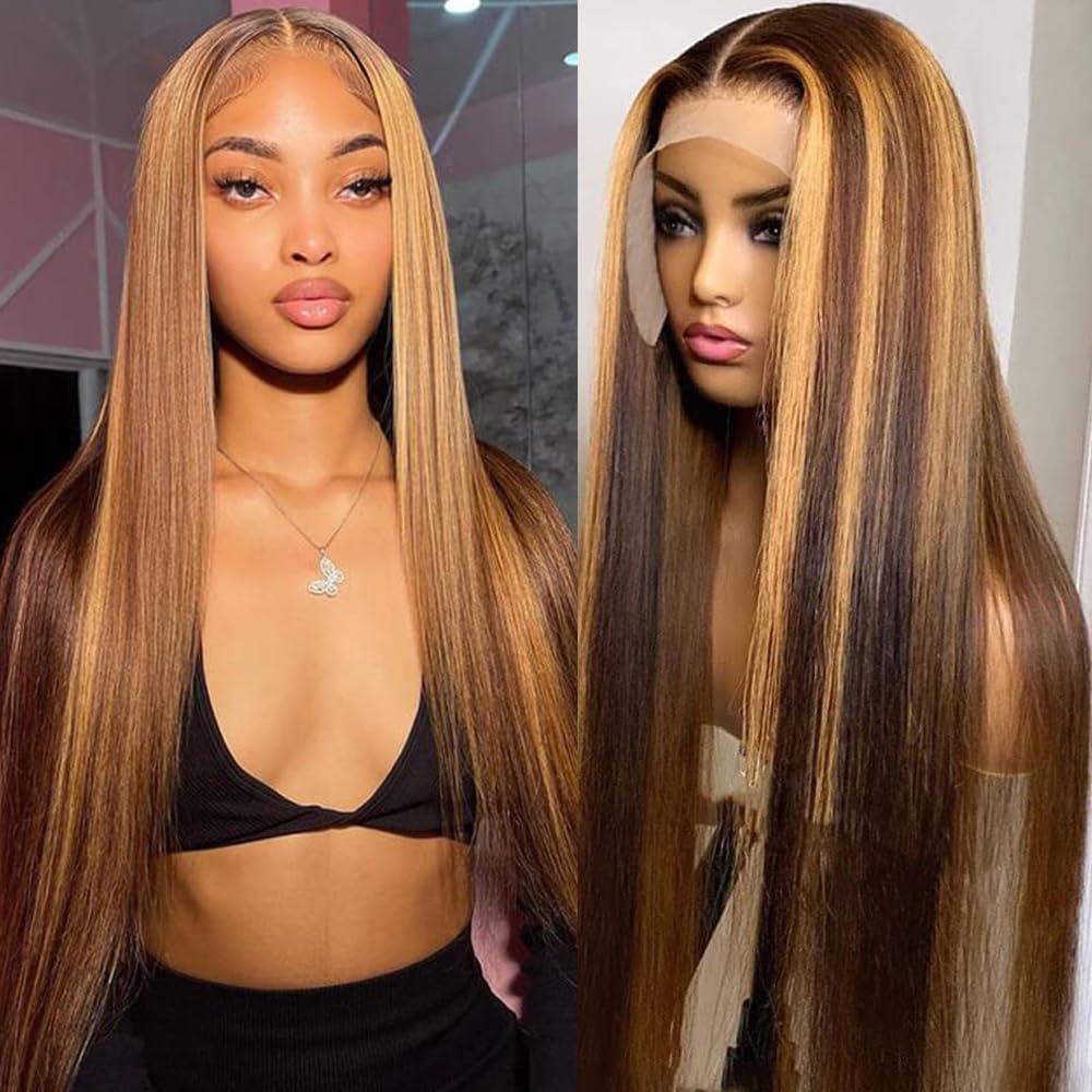 Tiktok Ldjoy Straight Highlight 13x4 Honey Blonde Lace Front Wig
