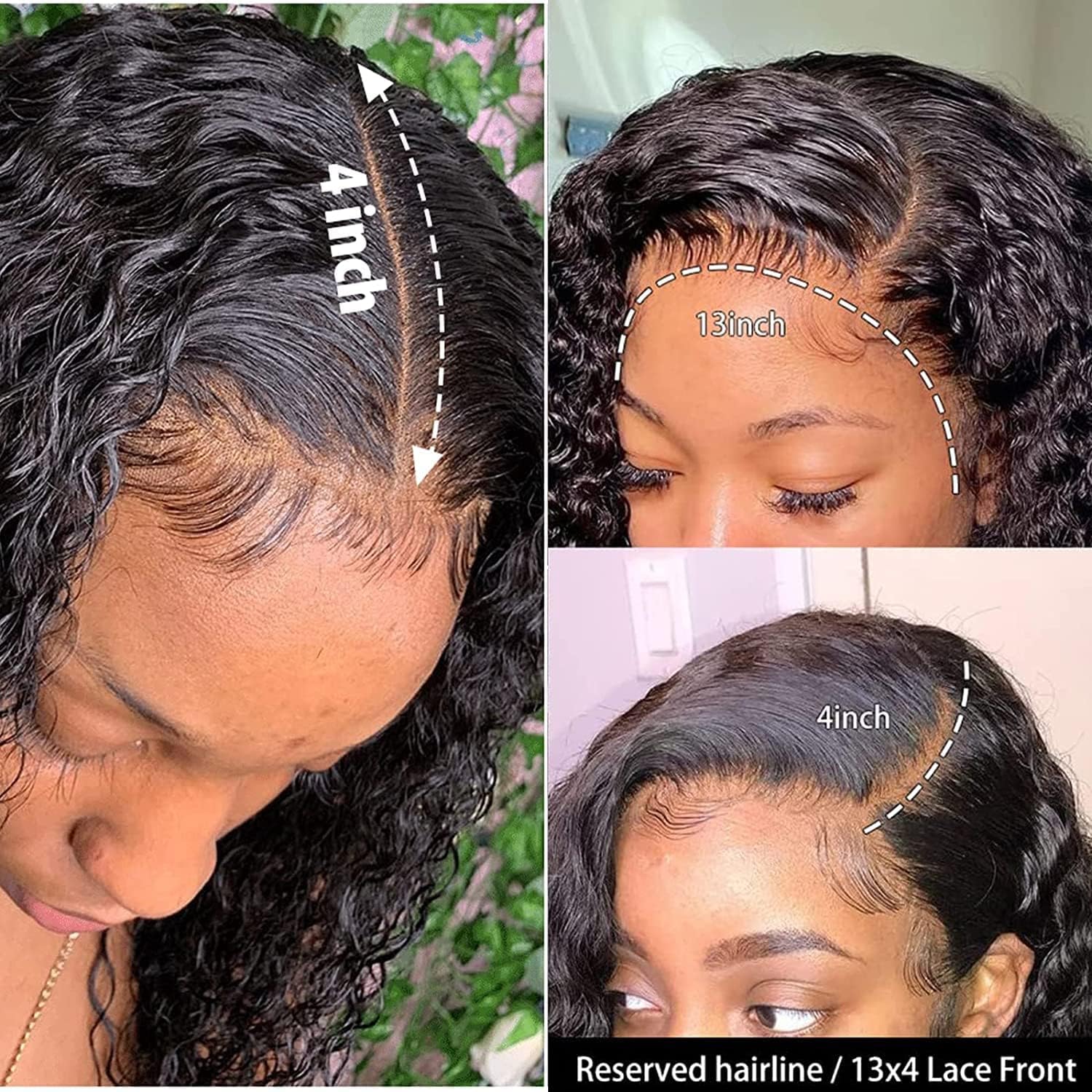 Ldjoy Water Wave Lace Front Wigs Human Hair Wigs for Women 13x4 Glueless Lace Frontal Wigs Human Hair Pre Plucked with Baby Hair Wet and Wavy Wigs Human Hair 180% Density Natural Color