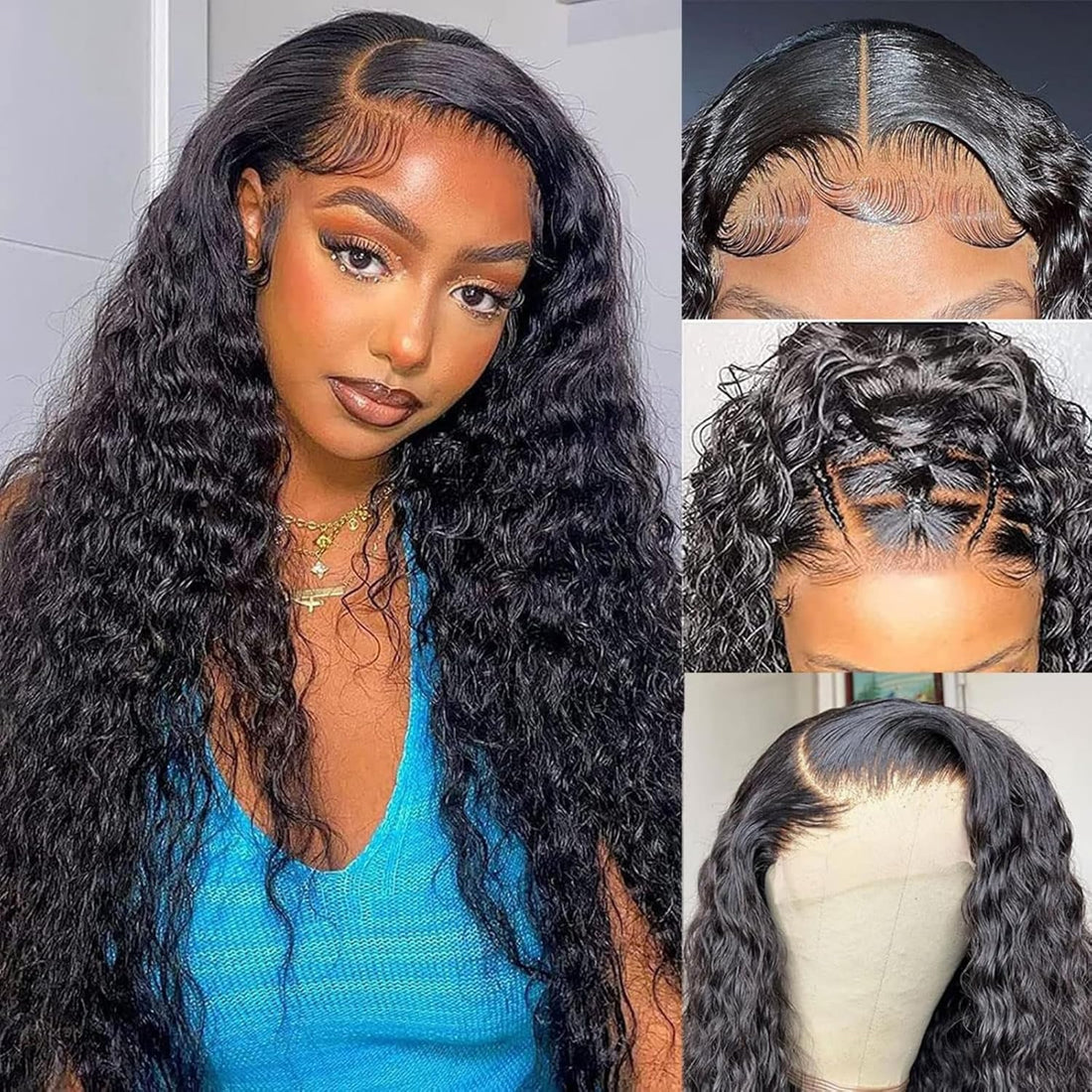 Ldjoy Water Wave 5x5 HD Lace Closure Wig Natural Black Human Hair Wig