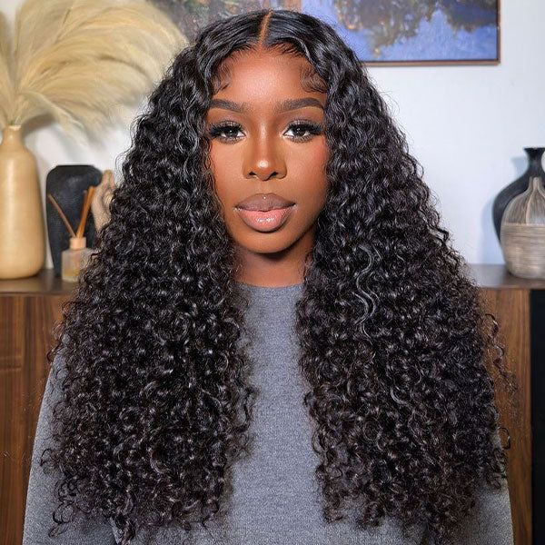 Ldjoy Water Wave 5x5 HD Lace Closure Wig Natural Black Human Hair Wig