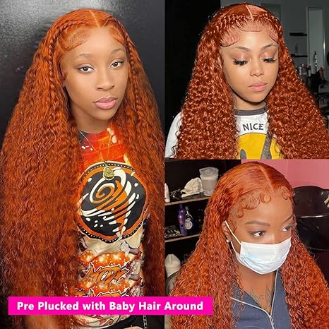 Ldjoy Wigs Ginger Orange 4X4 Lace Closure Wigs Human Hair Jerry Curly Wigs for Black Women