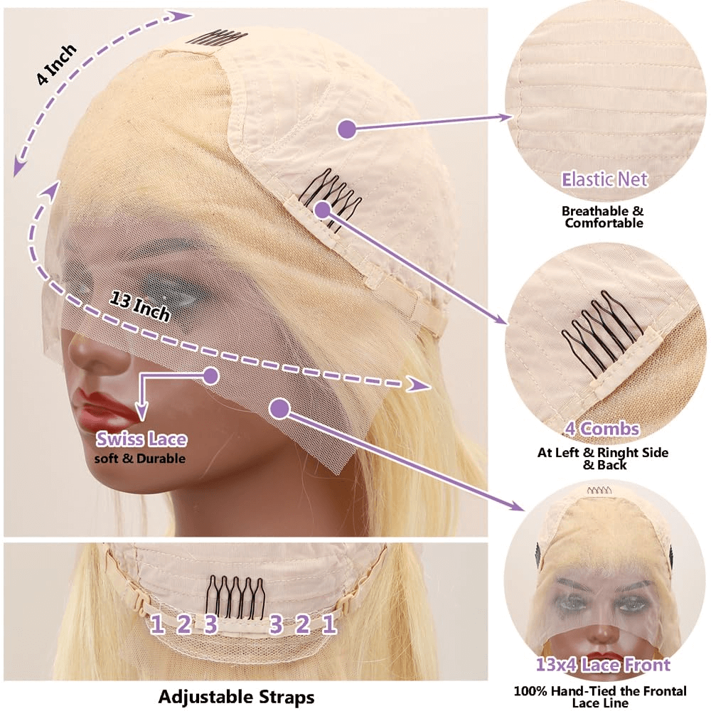 Ldjoy Wigs 613 Bob Blonde Lace Front Wigs Human Hair 13x4 Transparent Lace Frontal Wig Human Hair Pre Plucked With Baby Hair