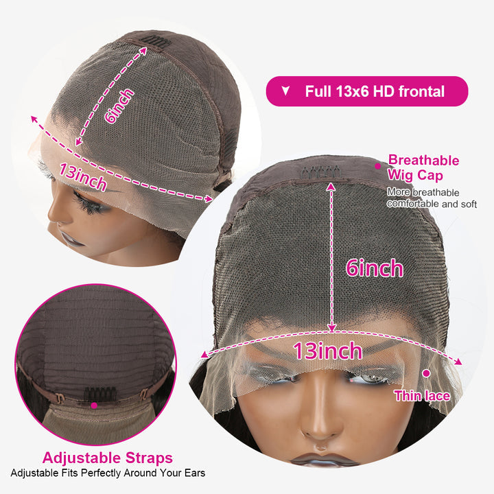 Ldjoy Deep Wave 13x6 HD Lace Front Wig Natural Black Human Hair Wig