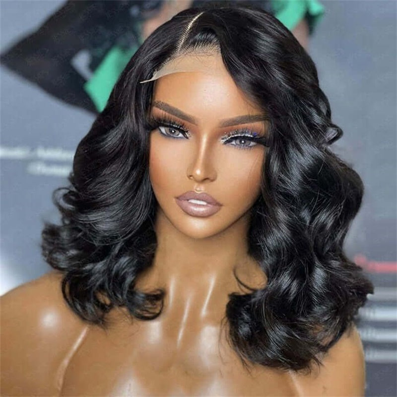 Tiktok Ldjoy Bob Body Wave 13x4 Lace Front Wig 180% Density Glueless Wigs Human Hair Pre Plucked Short Bob Wigs Natural Black Human Hair Wig