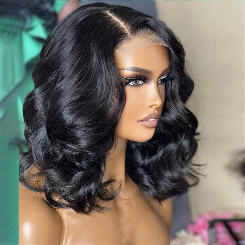 Tiktok Ldjoy Bob Body Wave 13x4 Lace Front Wig 180% Density Glueless Wigs Human Hair Pre Plucked Short Bob Wigs Natural Black Human Hair Wig