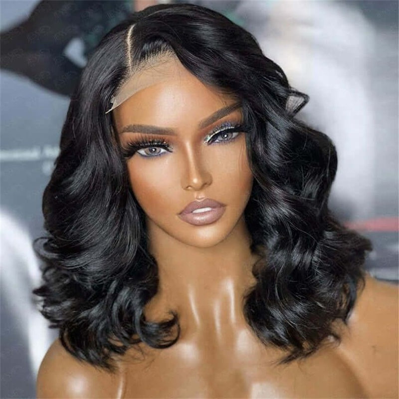 Tiktok Ldjoy Bob Body Wave 13x4 Lace Front Wig 180% Density Glueless Wigs Human Hair Pre Plucked Short Bob Wigs Natural Black Human Hair Wig