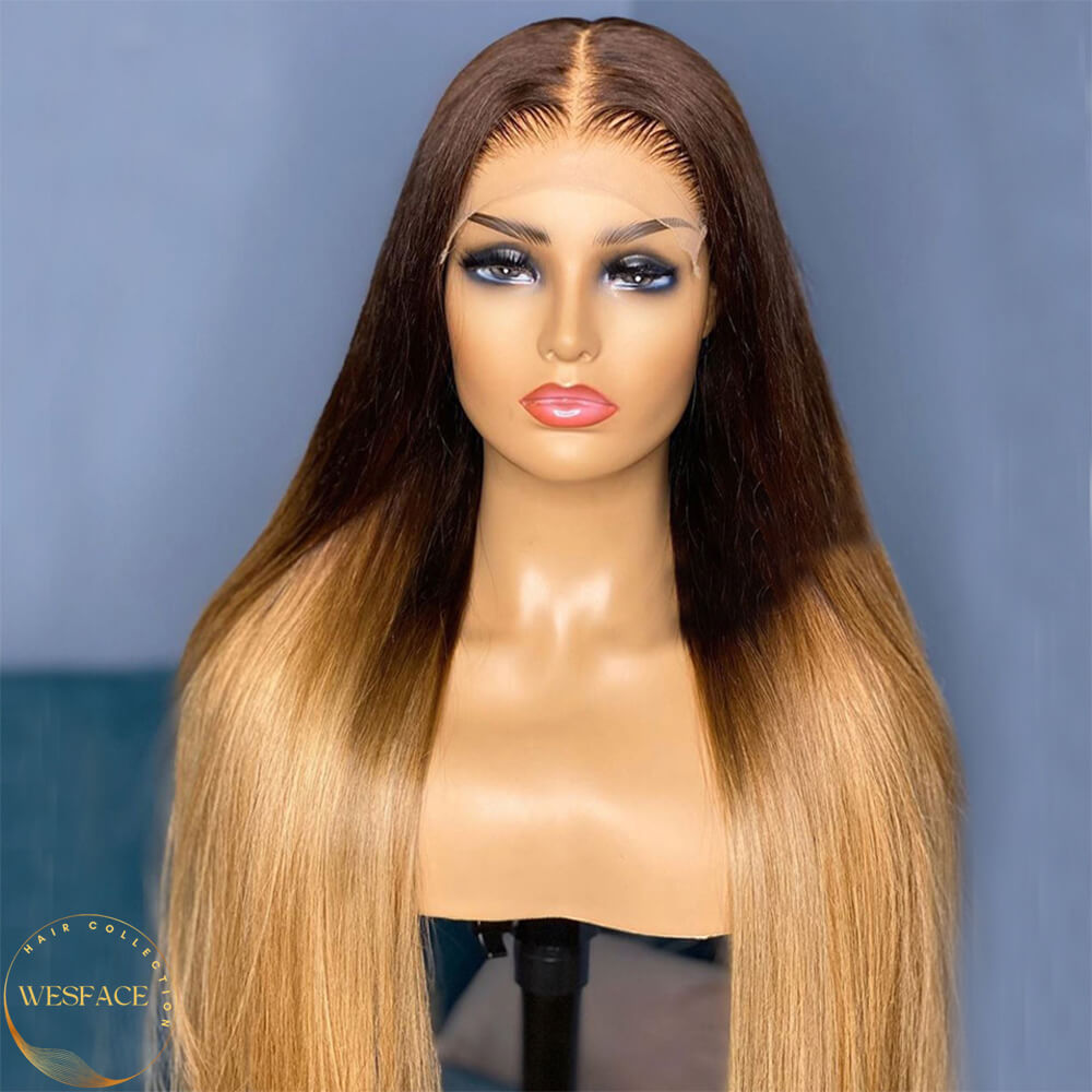 Ldjoy T2/27 Ombre Lace 13x4 Lace Front Wig pre plucked Glueless Highlight Ombre Long Straight Lace Front Wigs