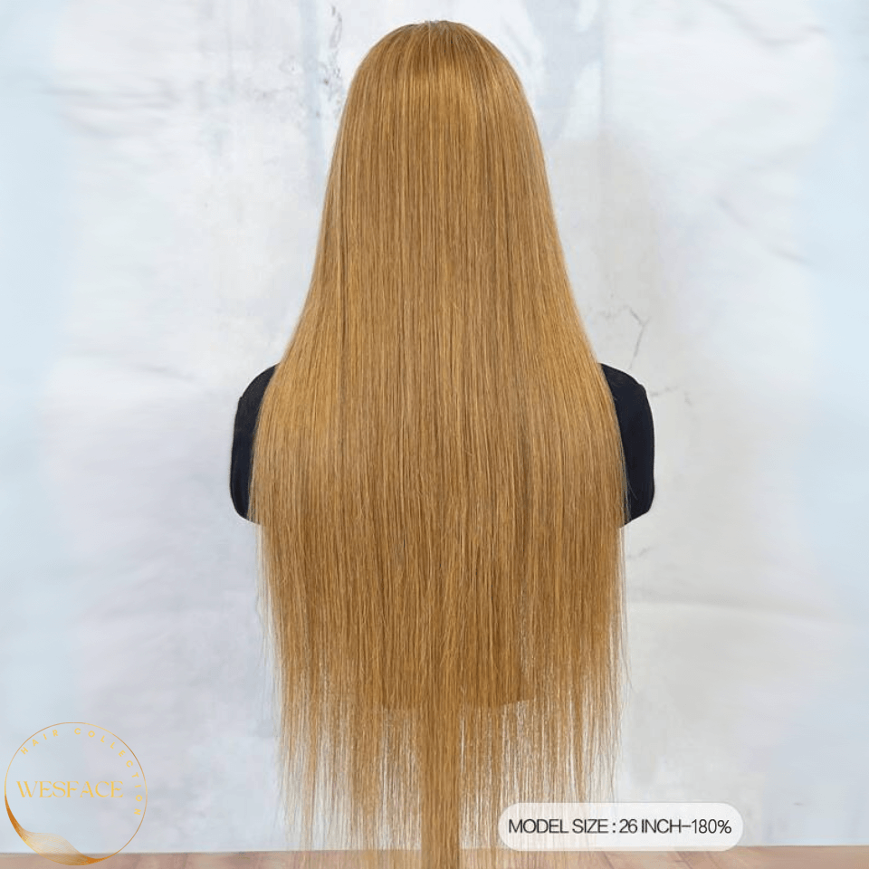 Ldjoy Honey Blonde Straight Lace Front Wig Human Hair 13x4 Honey Blonde Lace Front Wig Human Hair 180 Density 27 Colored Human Hair Lace Front Wigs Honey Blonde Human Hair Wigs for Women