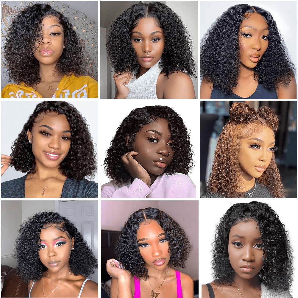 Ldjoy Wigs Bob Wig Human Hair 13x4 Deep Curly Lace Front Wigs Human Hair for Black Women Glueless Wigs Pre Plucked With Baby Hair 180% Density Short Deep Curly Frontal Bob Wigs Natural Hairline