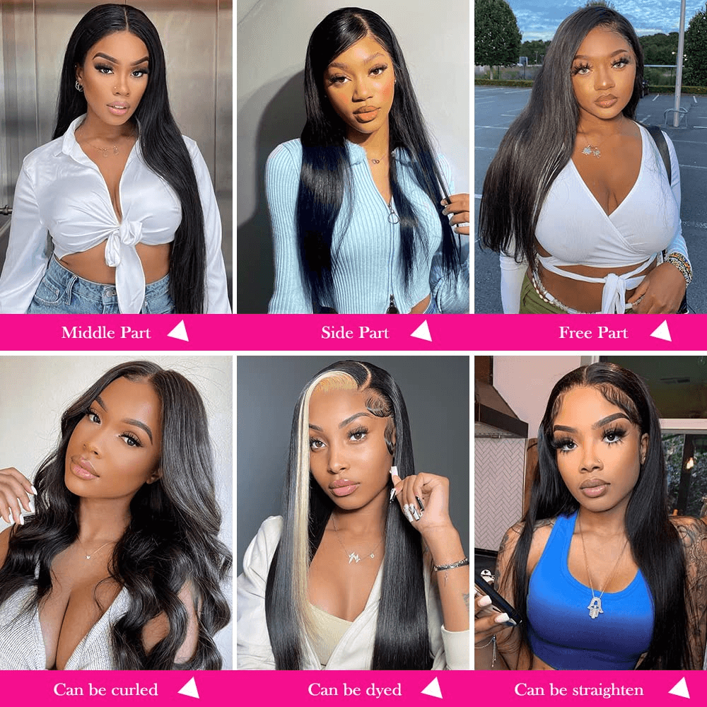 Ldjoy Wigs 4x4 Straight Lace Closure Wigs Pre Plucked Bleached Knots with Baby Hair 180 Density for Black Women Natural Black Color