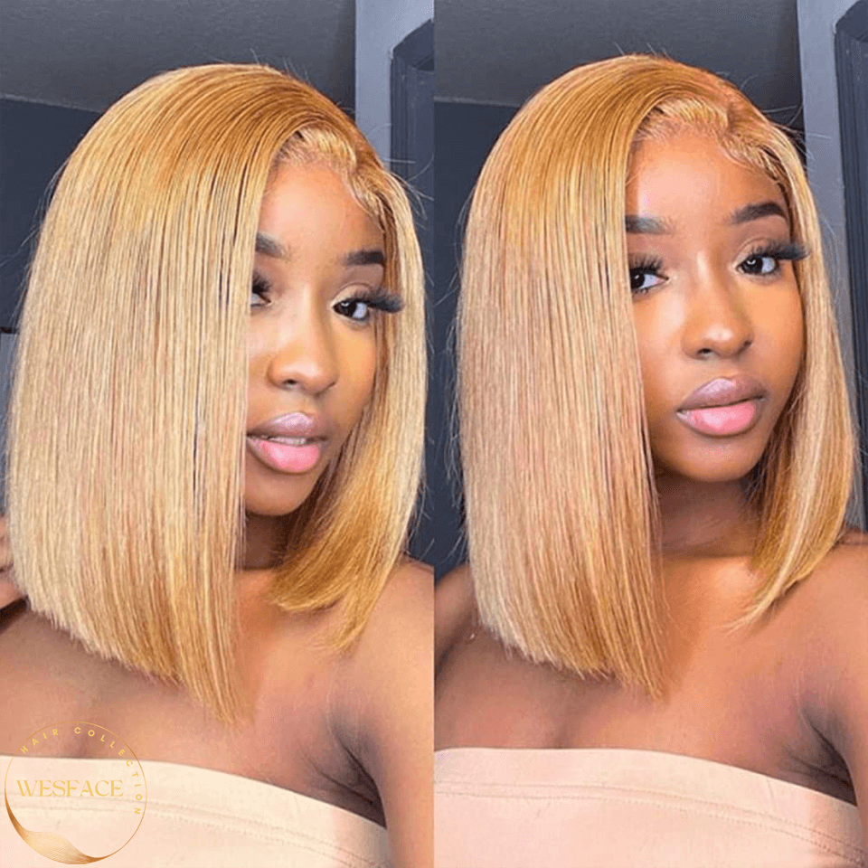 Ldjoy Honey Blonde Bob Wig Human Hair 13x4 Lace Front Bob Wigs for Women Pre Plucked Straight Human Hair Short Bob Wigs