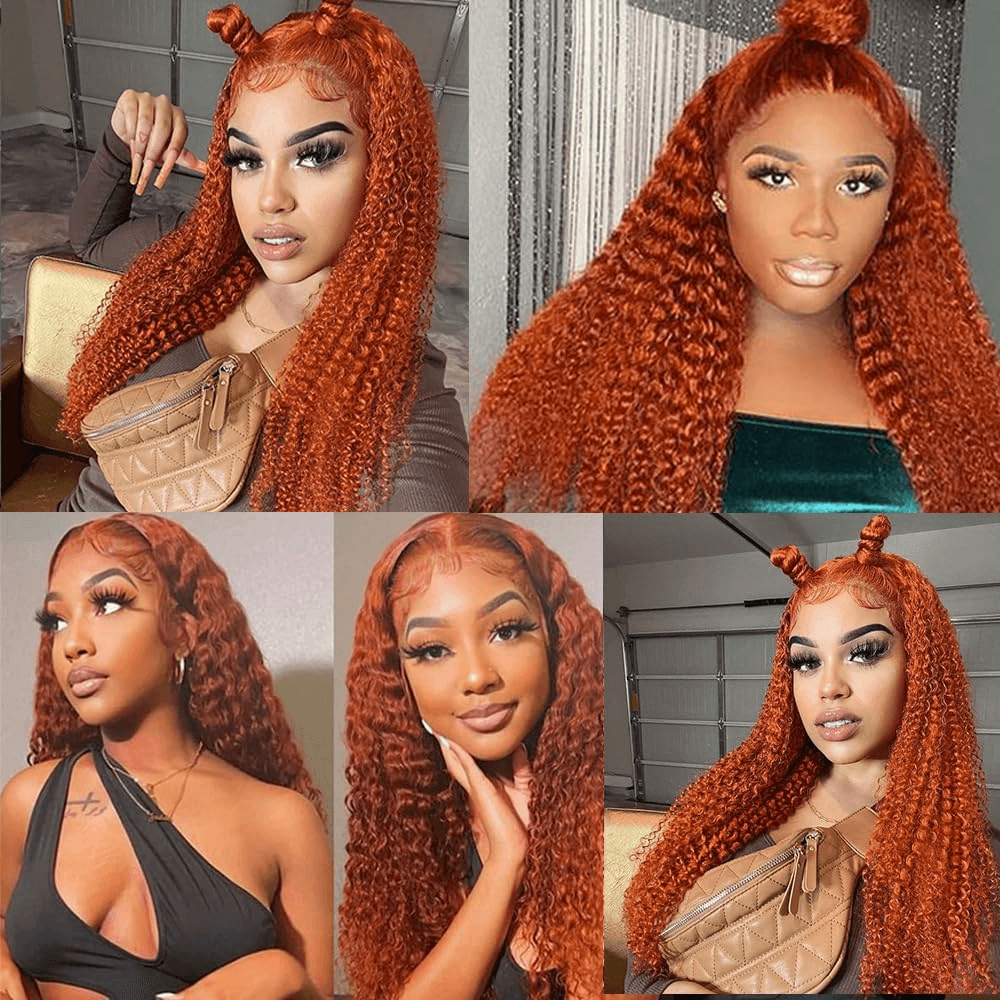 Ldjoy Wigs Ginger Orange 4X4 Lace Closure Wigs Human Hair Jerry Curly Wigs for Black Women