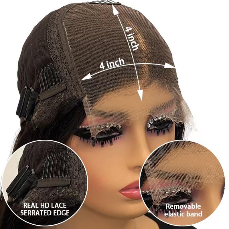 Ldjoy Brown Curly Bob Wig 4x4 Transparent Short Chocolate Brown Human Hair Lace Closure Wigs 12A Glueless Wigs Human Hair Pre Plucked Wigs for Women