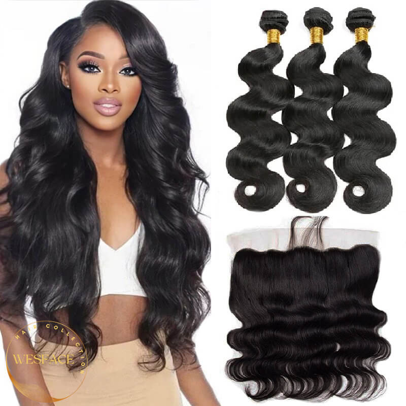 Ldjoy Body Wave Virgin Hair 3 Bundles With 13x4 Frontal Free Part