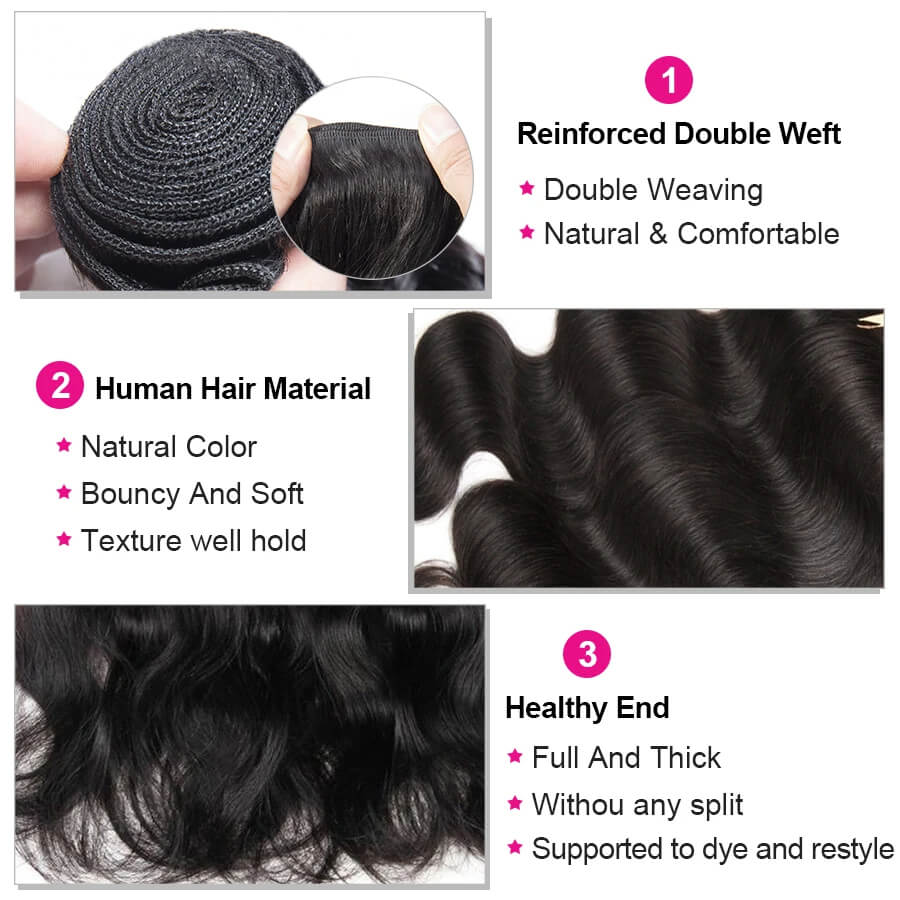 Ldjoy Body Wave Virgin Hair 3 Bundles With 13x4 Frontal Free Part