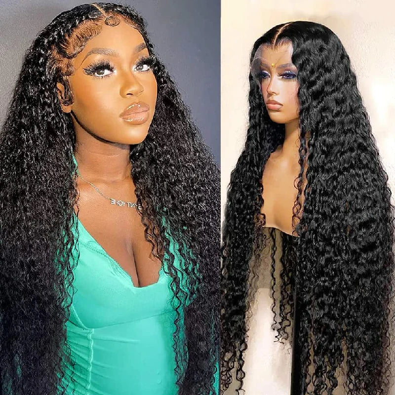 Ldjoy Deep Wave T Part Wig Natural Black Human Hair Wig 180% Density