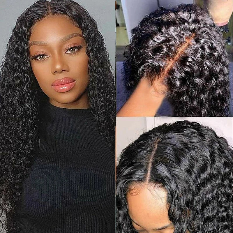 Ldjoy Deep Wave T Part Wig Natural Black Human Hair Wig 180% Density
