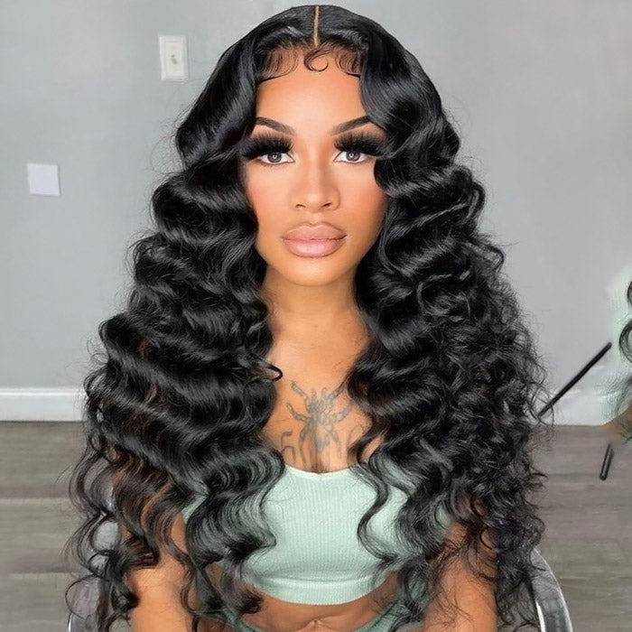 Ldjoy Loose Deep Wave 5x5 Lace Closure Wig Natural Black Human Hair Wig