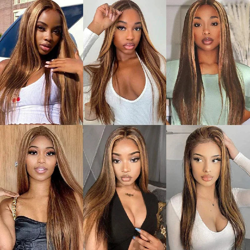 Ldjoy Highlight P4/27 Color 13x4 Lace Front Straight Human Hair Wig
