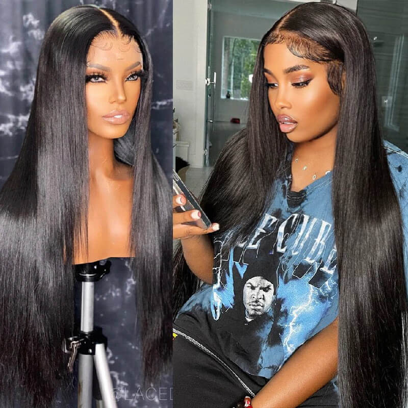 Ldjoy Straight T Part Wig Natural Black Human Hair Wig For Women 180% Density