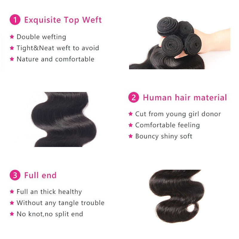 Ldjoy Body Wave 1 Bundle Natural Color Virgin Human Hair