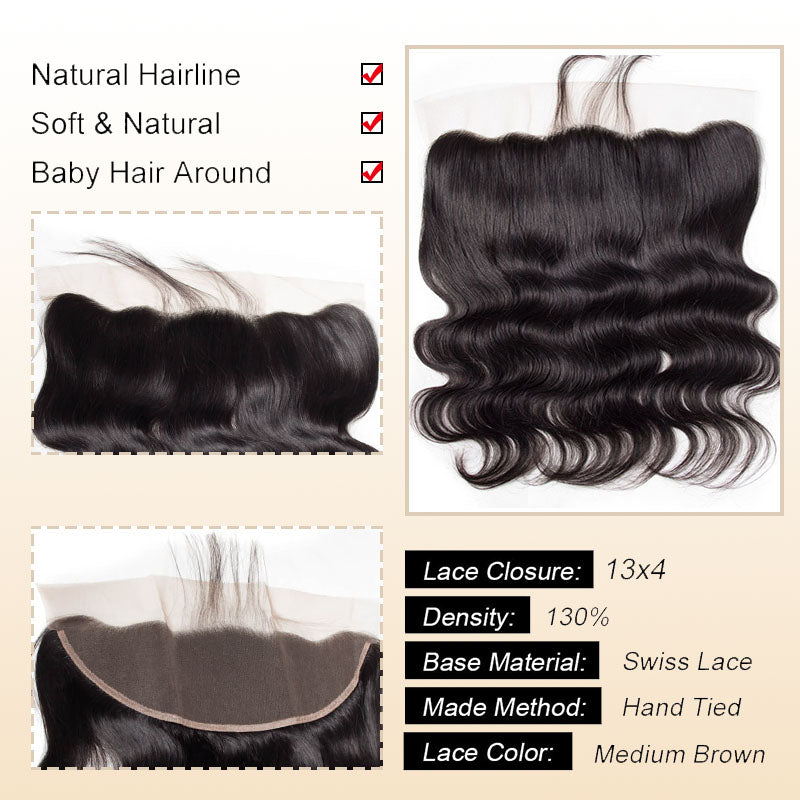 Ldjoy Body Wave Hair 1 Pcs Lace Frontal Free Part
