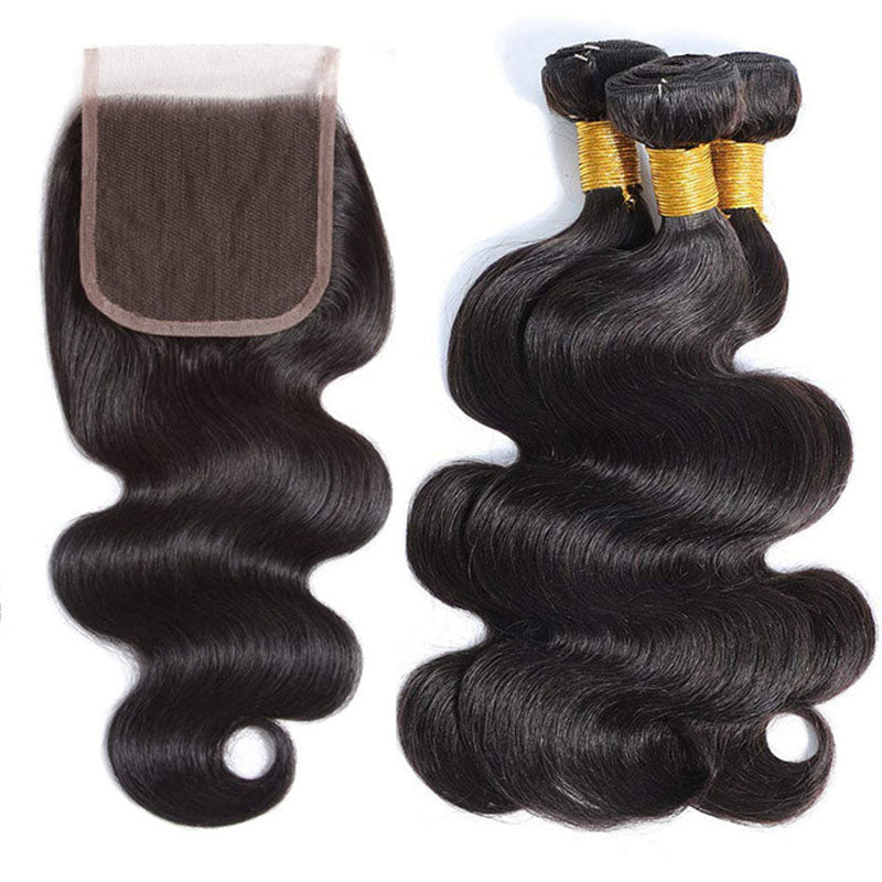 Ldjoy Brazilian Body Wave Hair 3 Bundles With 4x4 Closure Free Part
