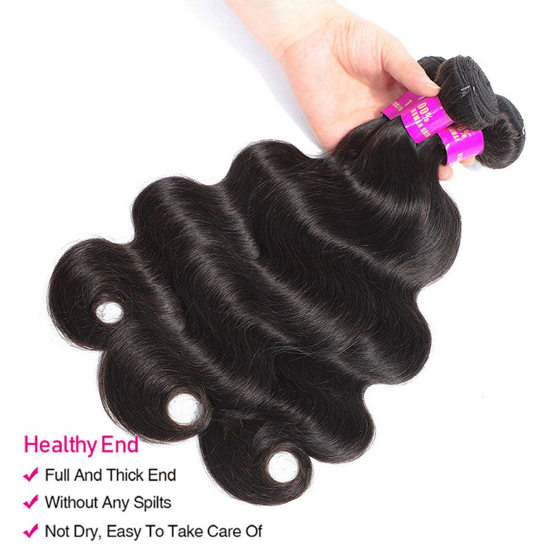 Ldjoy Brazilian Body Wave Hair 3 Bundles With 4x4 Closure Free Part