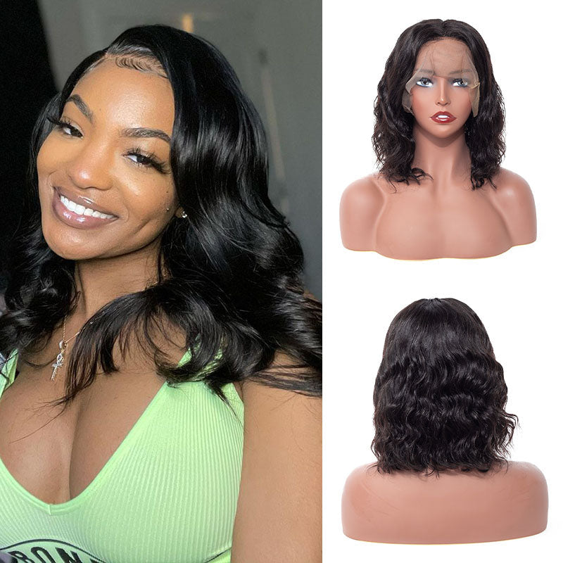 Ldjoy Body Wave Bob 13x4 Lace Front Wig Natural Black Human Hair Wig