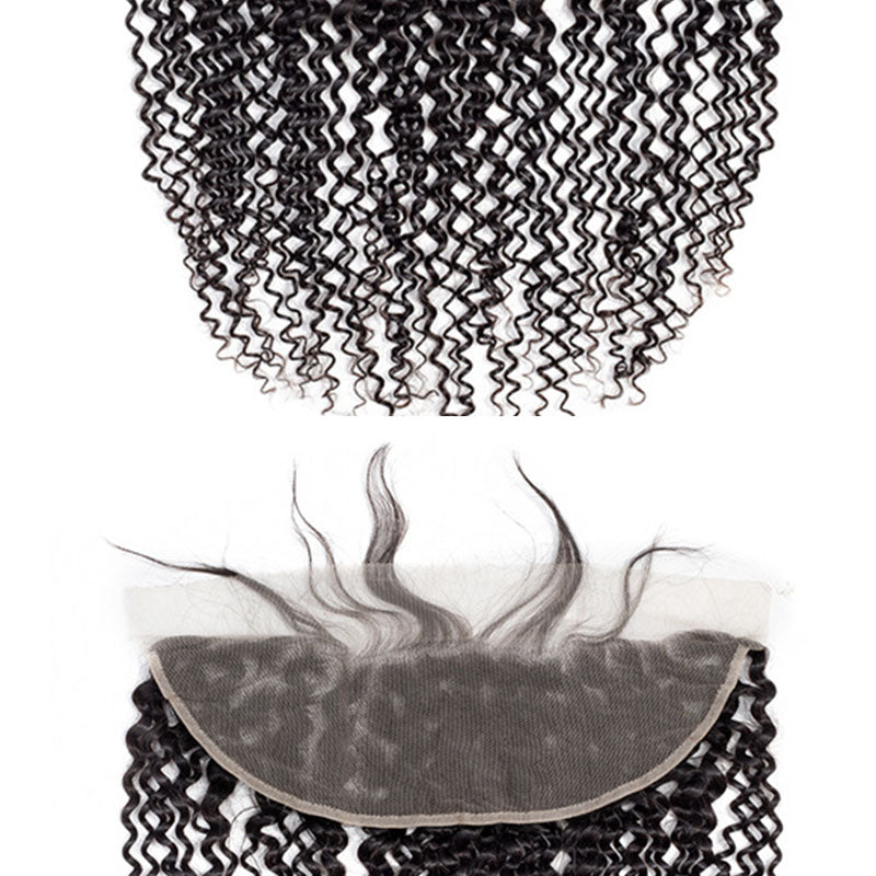 Ldjoy Curly 3 Bundles Hair Weft With 13x4 Lace Frontal Human Virgin Hair