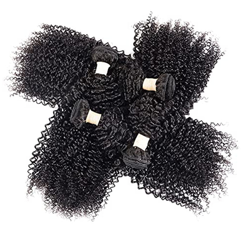 Ldjoy Curly 4 Pcs Bundles Hair Weft Natural Color Human Virgin Hair