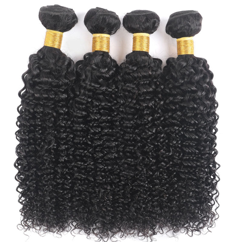 Ldjoy Curly 4 Pcs Bundles Hair Weft Natural Color Human Virgin Hair