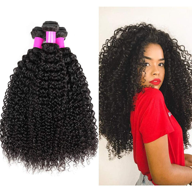 Ldjoy Curly 4 Pcs Bundles Hair Weft Natural Color Human Virgin Hair