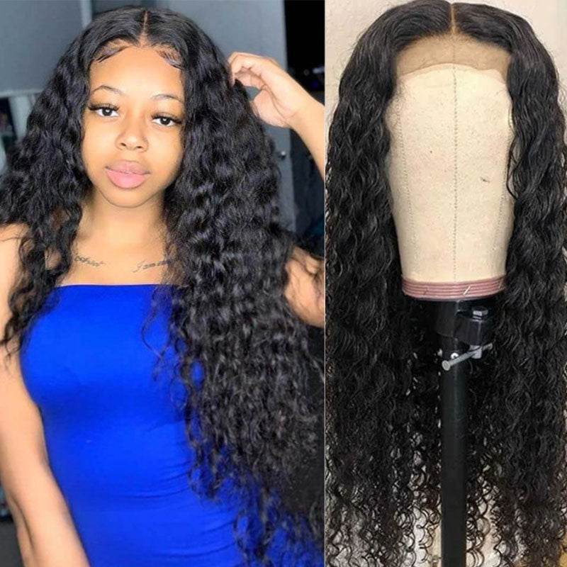 Ldjoy Curly 4x4 Lace Closure Wig Natural Black Human Hair Wig