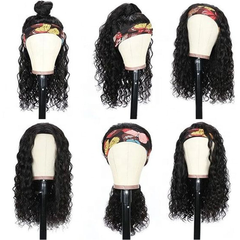 Ldjoy Curly Headband Wig 14-30 Inch Human Hair Wig 180% Density