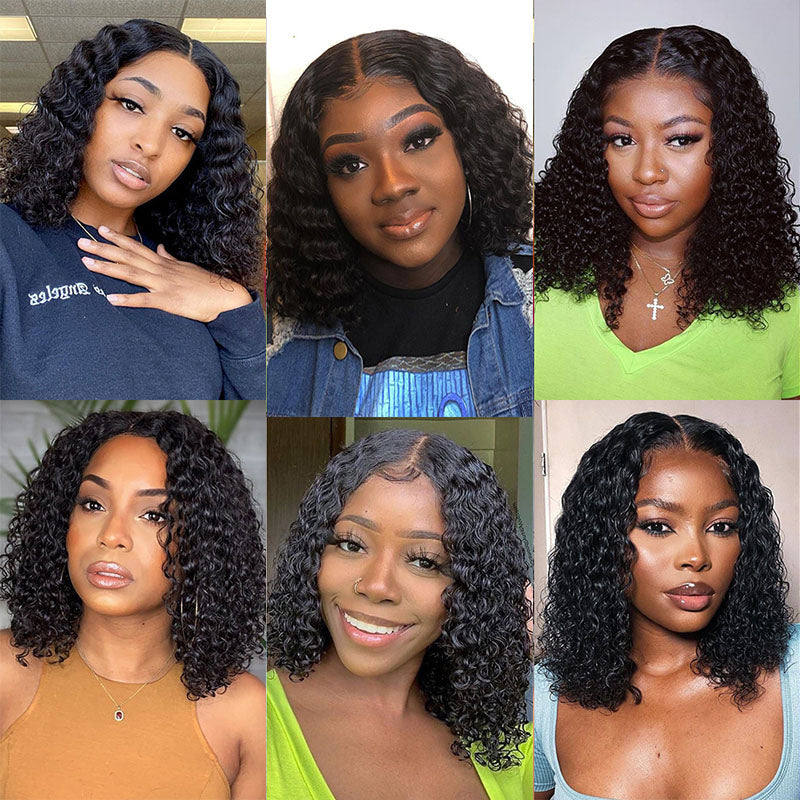 Ldjoy Curly Lace Bob Wig 10-16 Inch Human Hair Wig