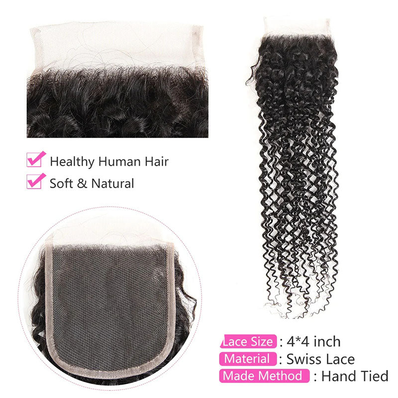 Ldjoy Deep Wave 1 Pcs Lace Closure Natural Black Human Hair
