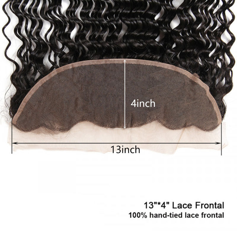 Ldjoy Deep Wave 1 Pcs Lace Frontal Natural Black Human Virgin Hair