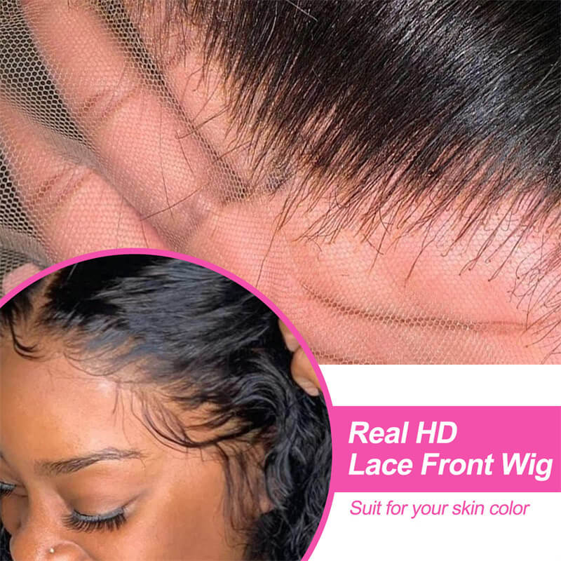 Ldjoy Deep Wave 13x6 HD Lace Front Wig Natural Black Human Hair Wig