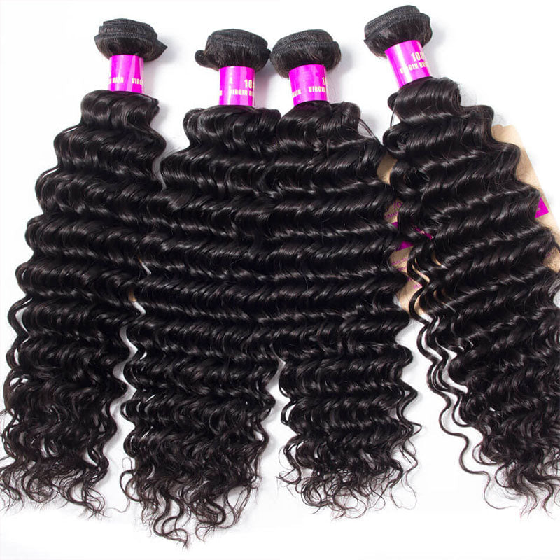 Ldjoy Deep Wave 4 Bundles Natural Black Unprocessed Virgin Human Hair