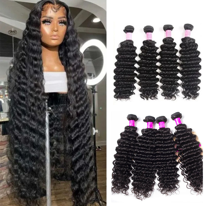 Ldjoy Deep Wave 4 Bundles Natural Black Unprocessed Virgin Human Hair
