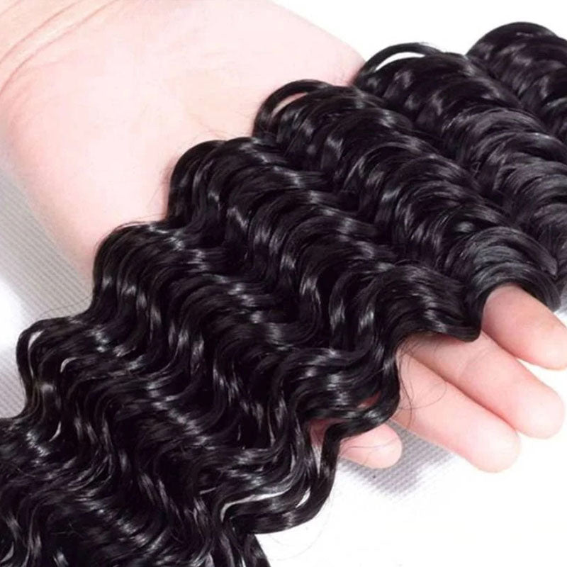 Ldjoy Deep Wave 4 Bundles Natural Black Unprocessed Virgin Human Hair