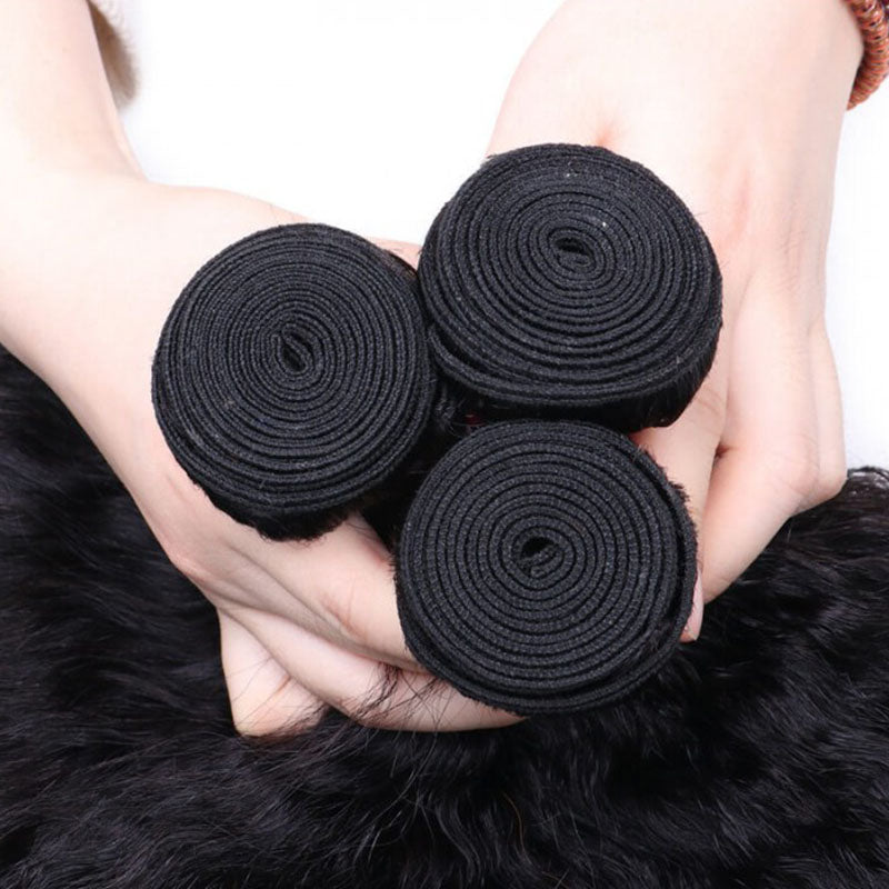 Ldjoy Kinky Straight 14-30 Inch 3 Pcs Bundles Natural Black Human Hair