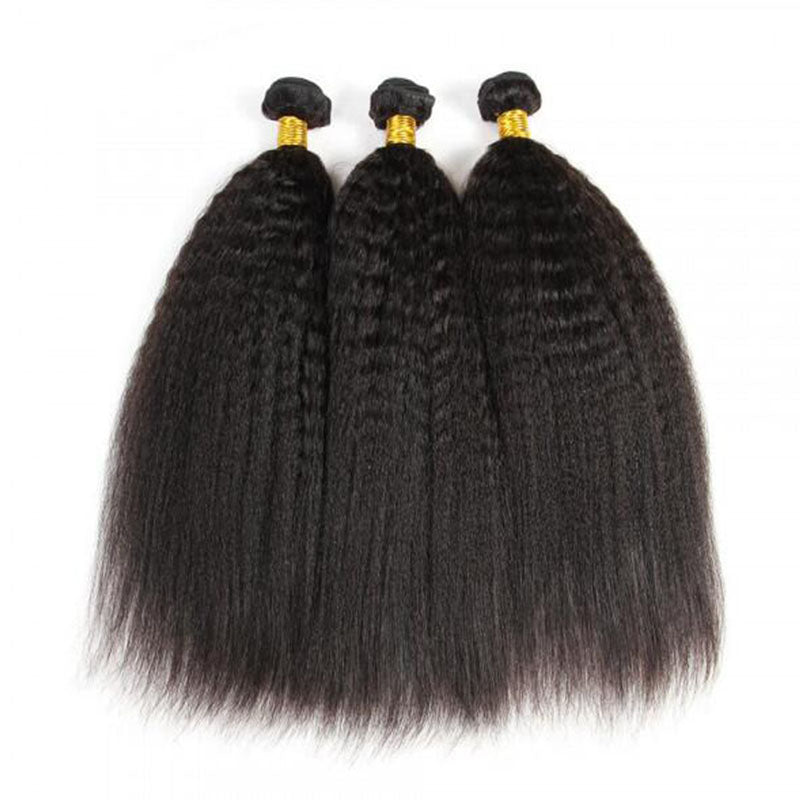 Ldjoy Kinky Straight 14-30 Inch 3 Pcs Bundles Natural Black Human Hair