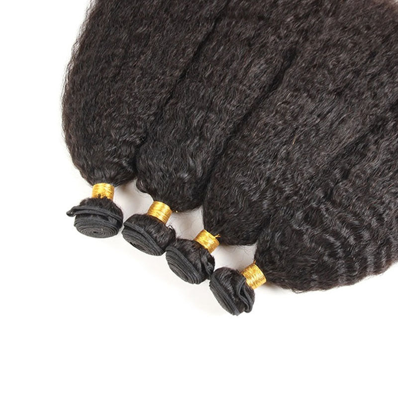 Ldjoy Kinky Straight 4 Pcs Bundles Natural Black Human Hair
