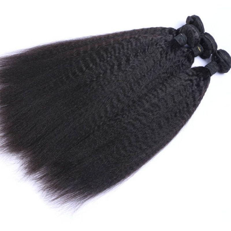 Ldjoy Kinky Straight 4 Pcs Bundles Natural Black Human Hair
