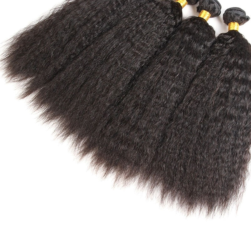 Ldjoy Kinky Straight 4 Pcs Bundles Natural Black Human Hair