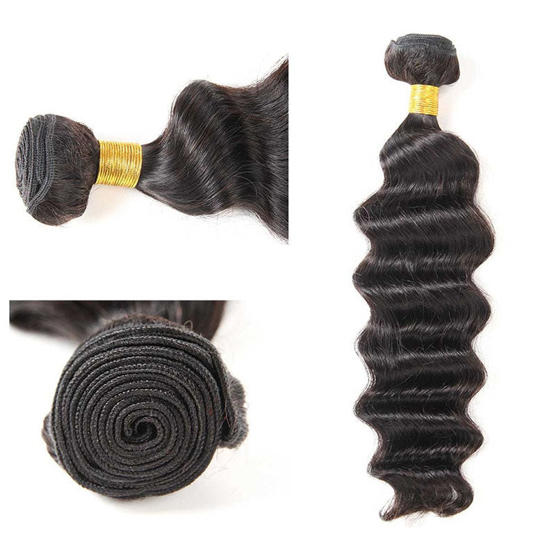 Ldjoy Loose Deep Wave 1 Pcs Bundle Natural Black Human Virgin Hair