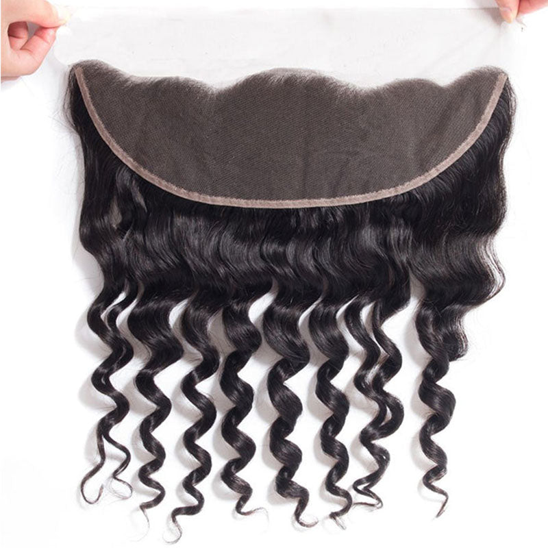 Ldjoy Loose Deep Wave 1 Pcs 13x4 Lace Frontal Natural Black Human Virgin Hair