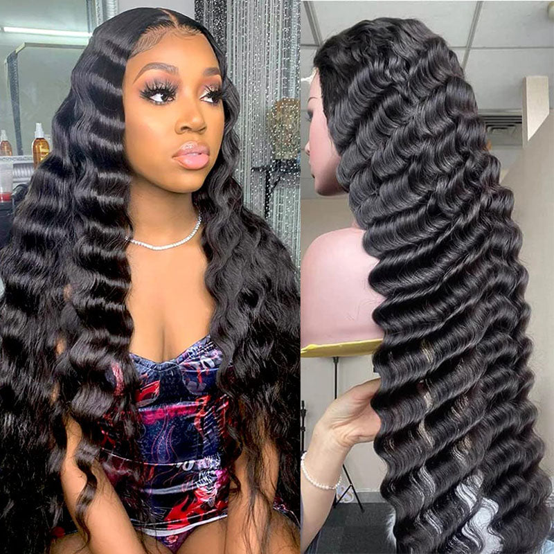 Ldjoy Loose Deep Wave 1 Pcs 13x4 Lace Frontal Natural Black Human Virgin Hair